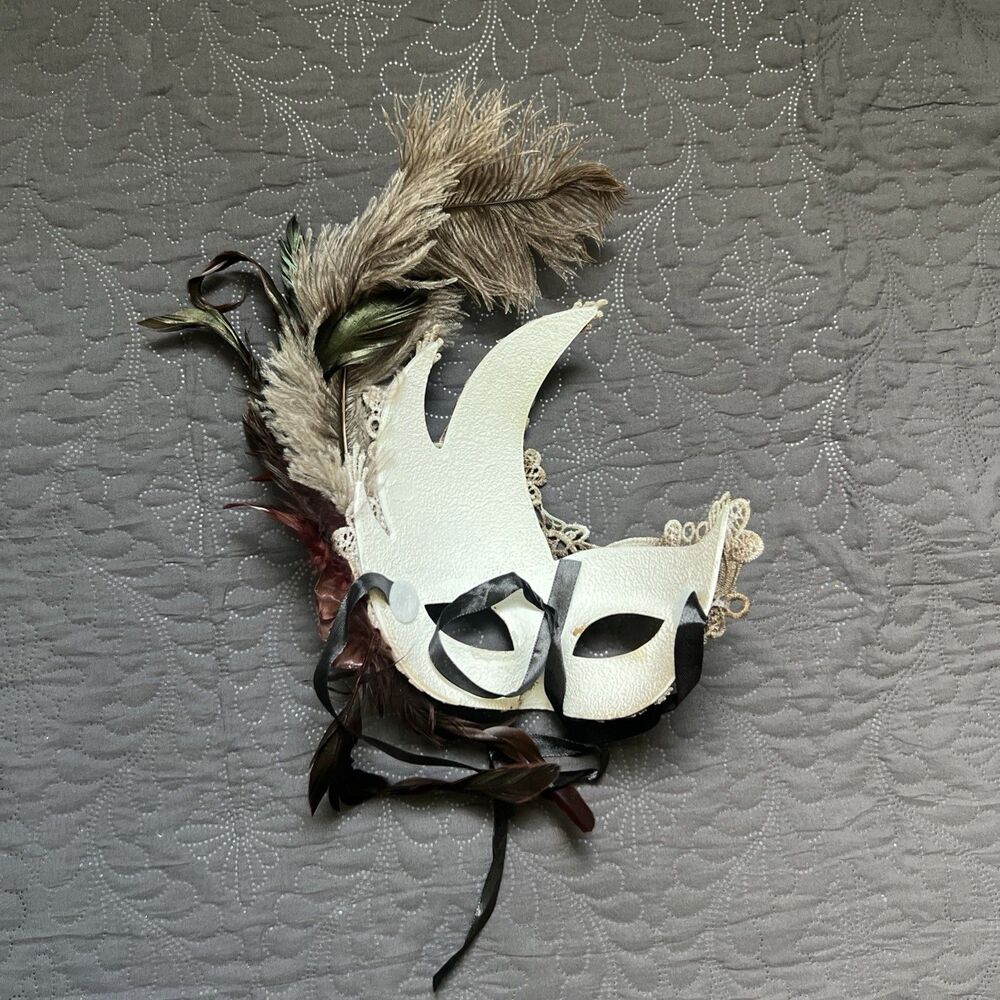Gold Lace,Rose & Feathers Mardi Gras Glam Chic Mask Mystery Halloween Party Foto - Picture 2 of 9